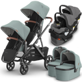 UPPAbaby Vista V3 Double Stroller for TWINS + 2 Bassinets + 2 Mesa/Aria Car Seats