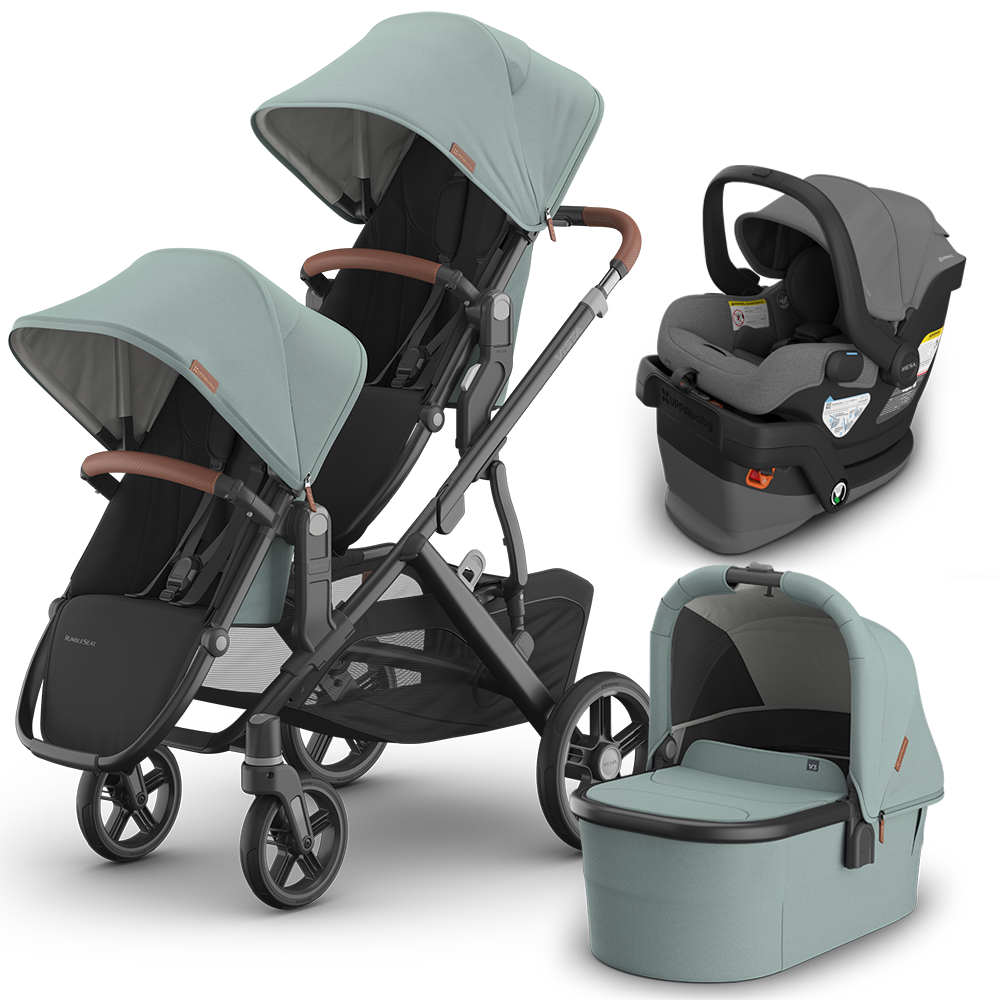 UPPAbaby Vista V3 Double Stroller + Bassinet + Mesa/Aria Travel System
