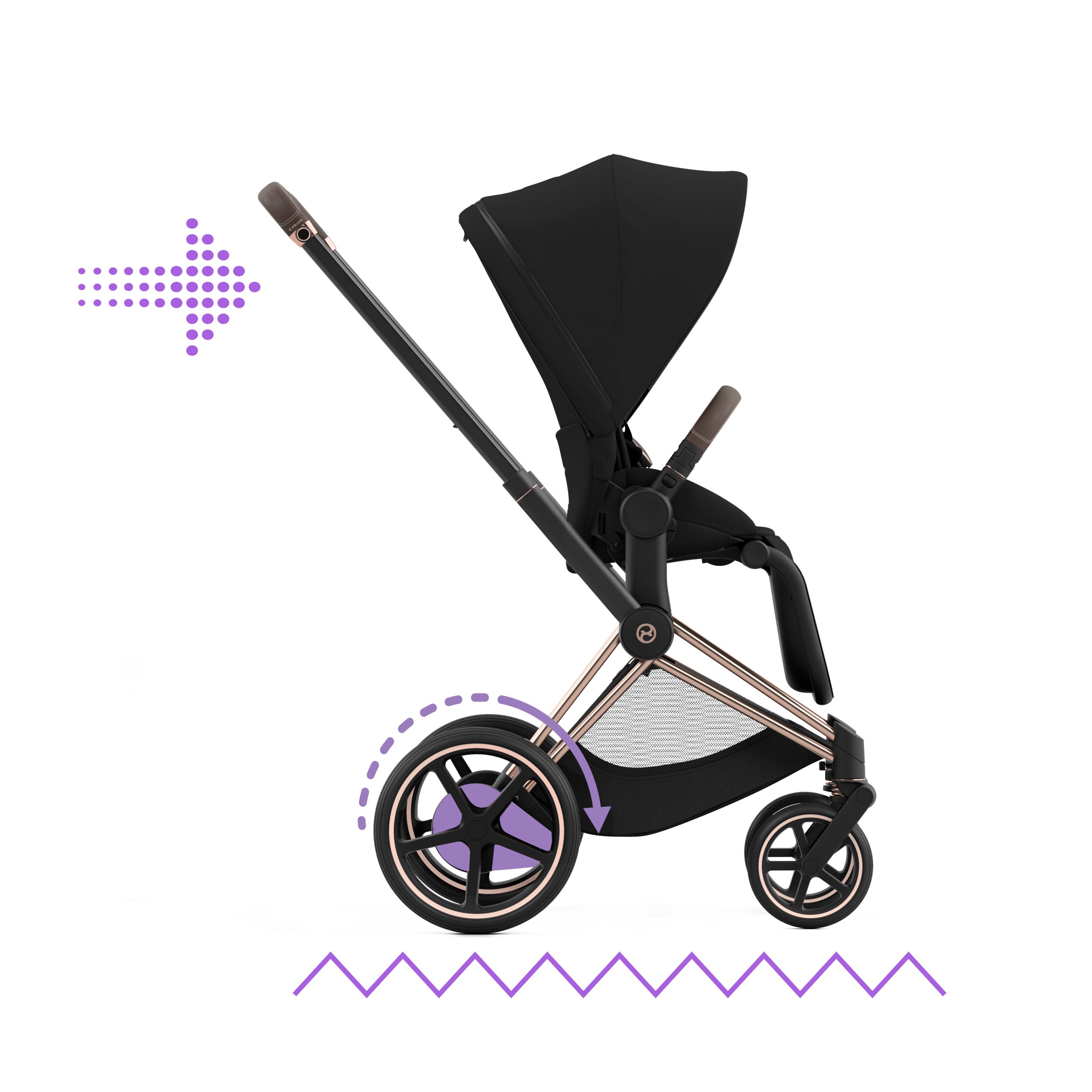 electric baby stroller Cybex ePriam 2 Complete Stroller Rose Gold/Brown Sepia Black